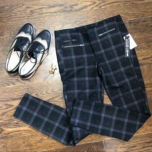 Black/Grey/Maroon Plaid Stretch Skinny Pant NWT